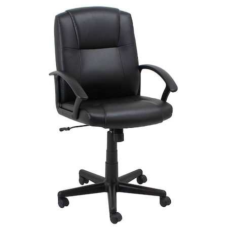 Global Industrial Executive Chair With Mid Back & Fixed Arms, Bonded Leather, Black 695642-AM